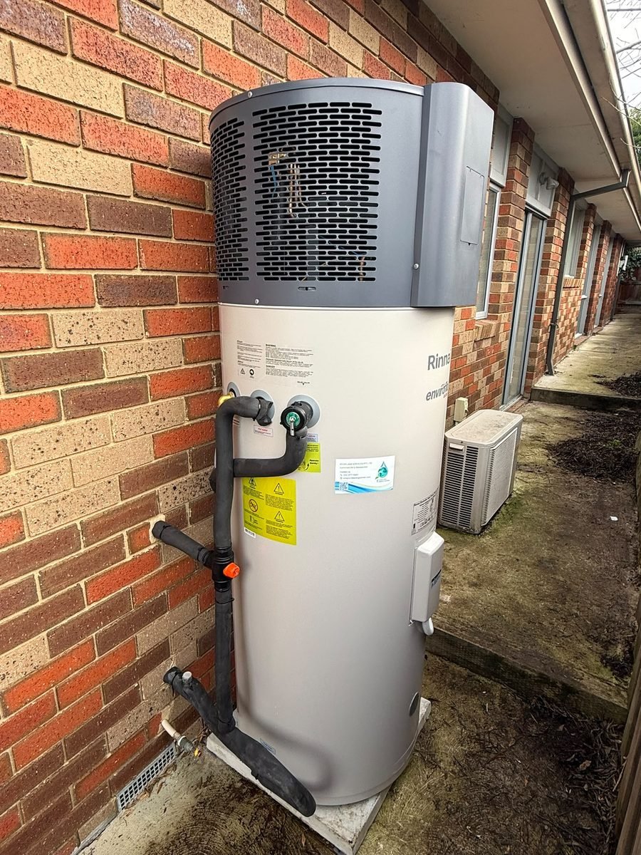 Installed heat pump hot water system
