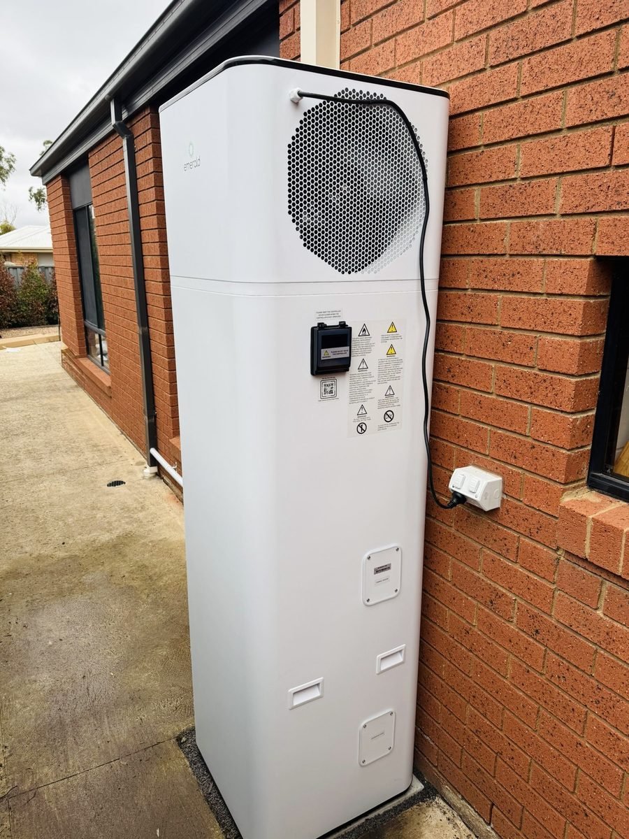 Installed heat pump hot water system