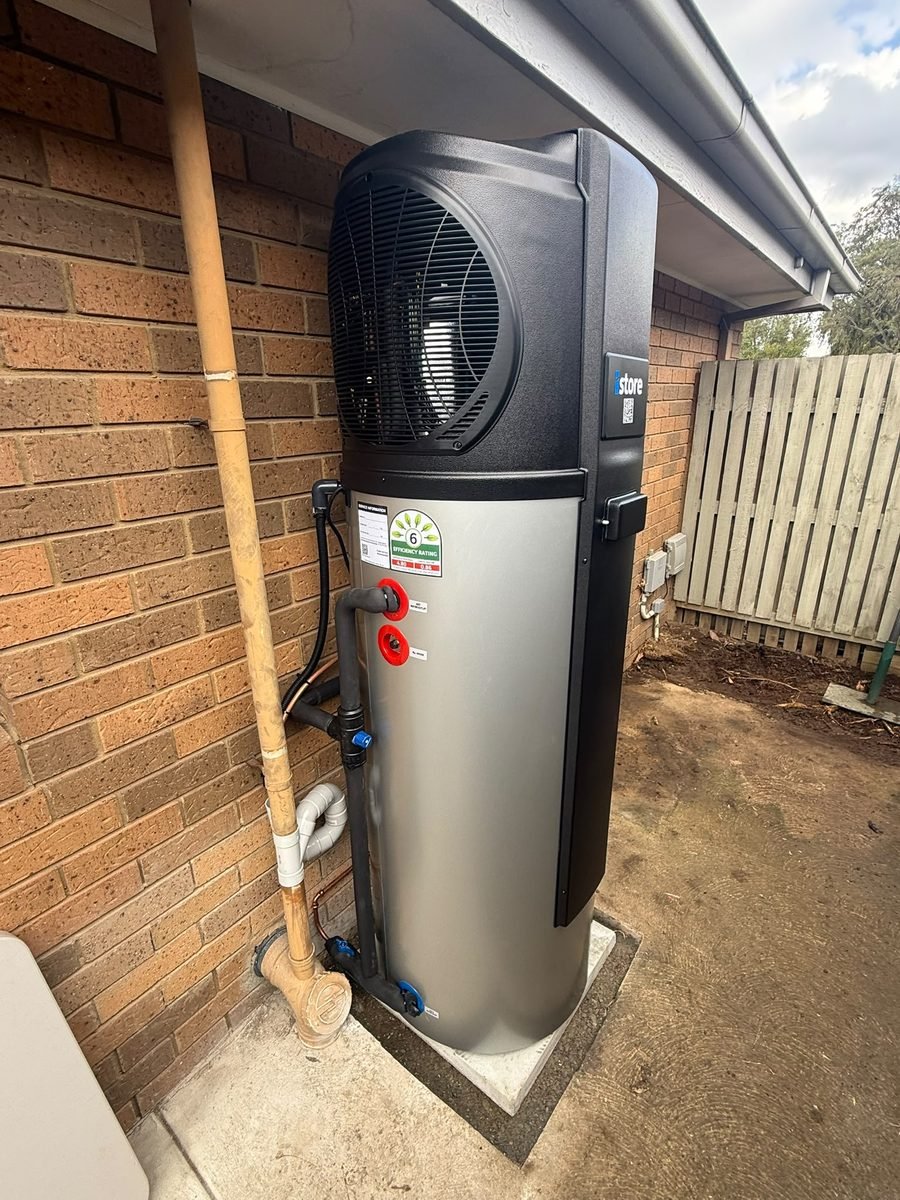 Installed heat pump hot water system