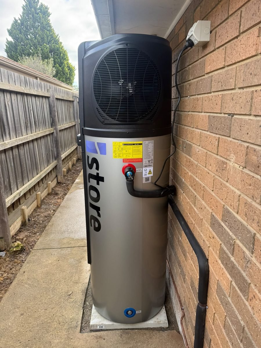 Installed heat pump hot water system