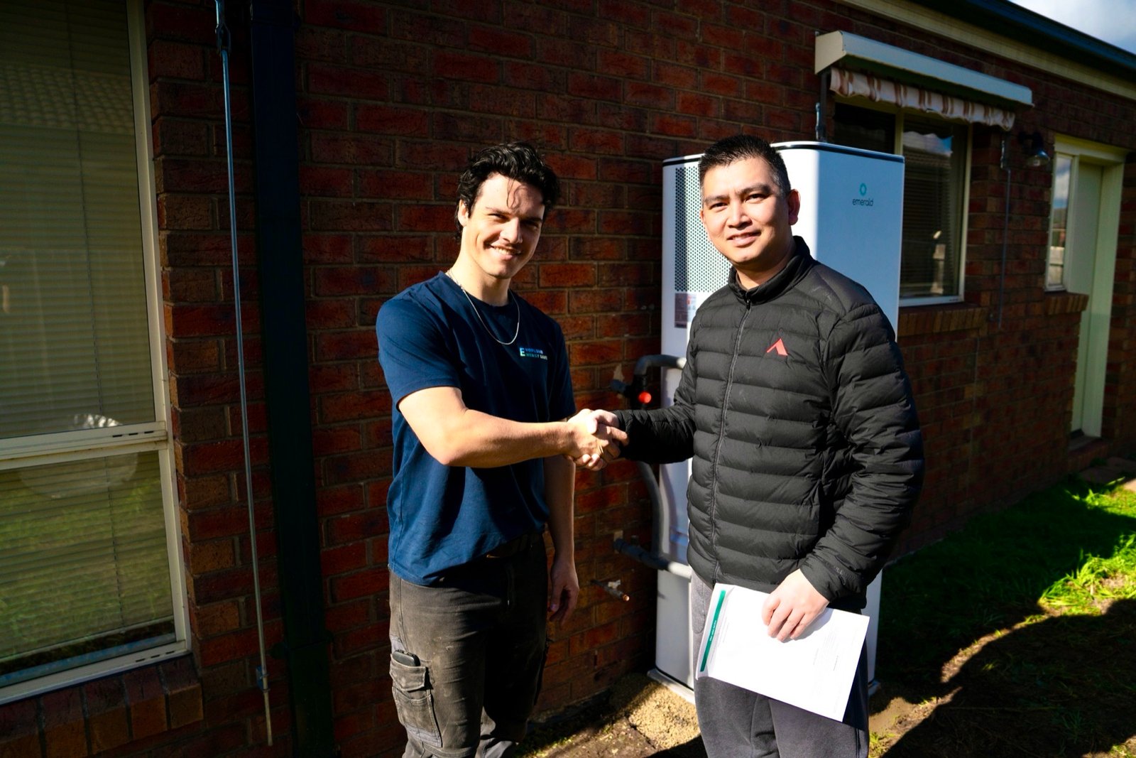 Happy customer after heat pump installation