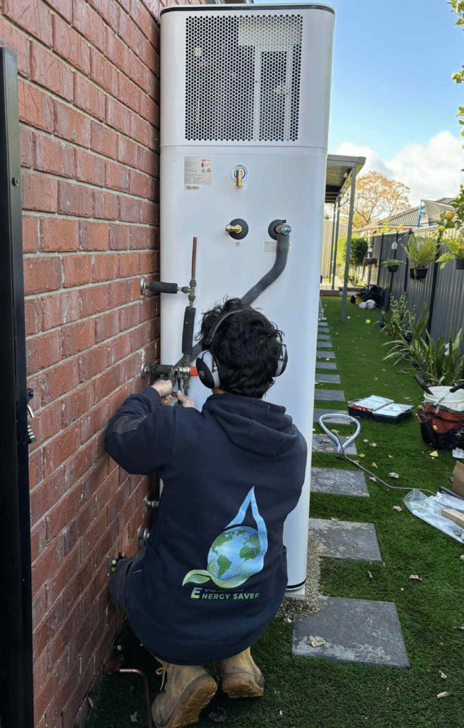 Heat pump hot water system ready for installation