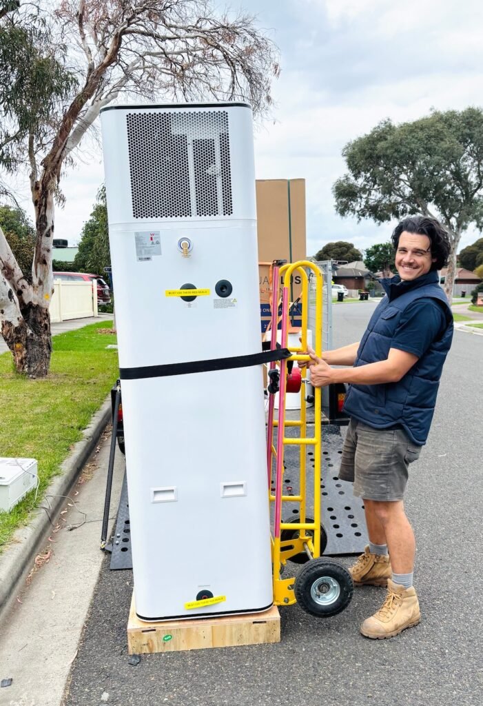 Outdoor heat pump hot water installation suited to Victorian weather
